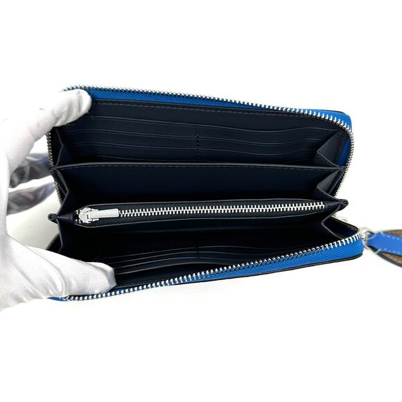 Coach Long Zip Around Wallet With Signature Canvas in Racer Blue Leather CK427 - Picture 4 of 8